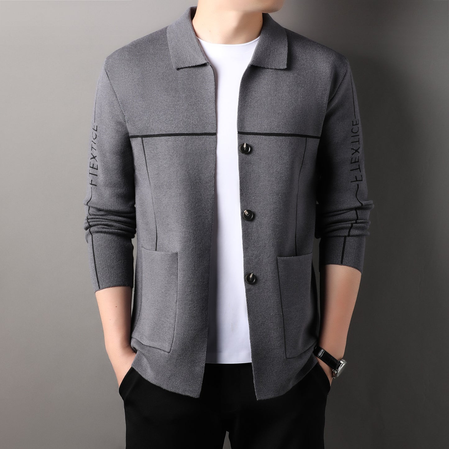 Men's cardigan with modern design and practical pockets Skorter