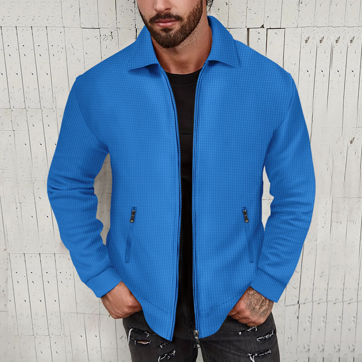 Men's stylish cardigan with textured design and side pockets Skorter
