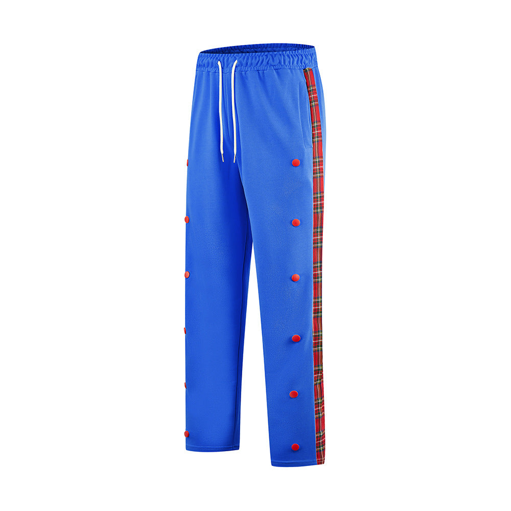 Men's Sporty Jogging Pants with Snap Button Design and Elastic Waistband Skorter