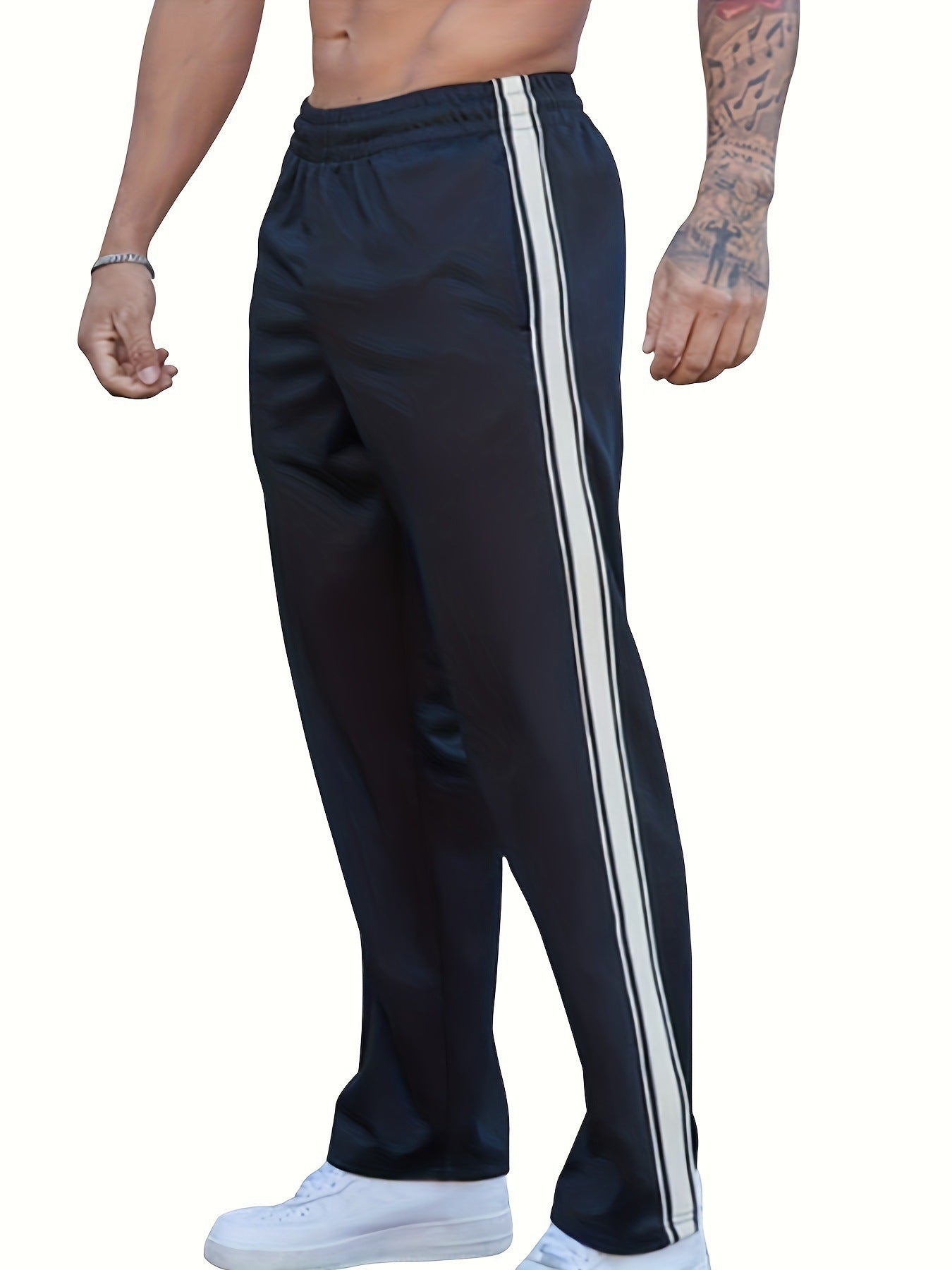 Men's Sporty Casual Pants with Side Stripe Skorter