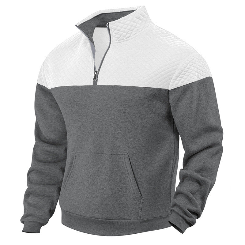 Men's sporty stand-up collar pullover with zipper and textured upper material Skorter