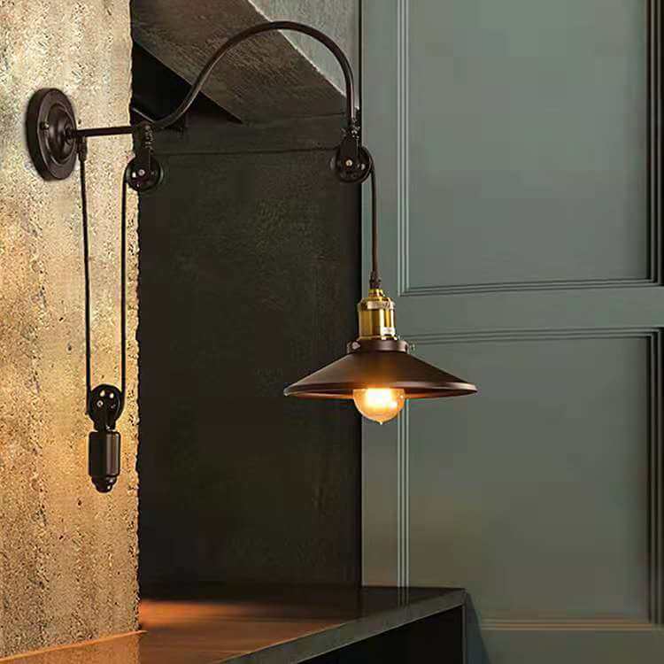 Skorter | Retro Industrial Wrought Iron Light Pulley Wall Sconce Lamp
