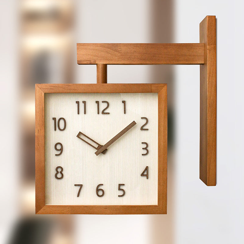 Skorter | Wall-Corner-Two-Sided Wood-Analog-Clock