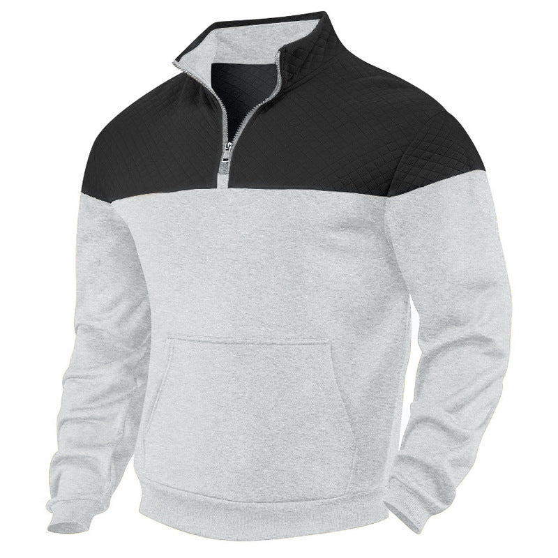 Men's sporty stand-up collar pullover with zipper and textured upper material Skorter