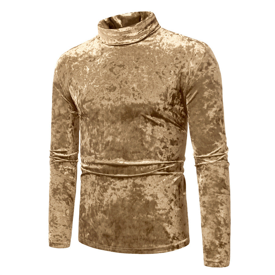 Men's Velvet Turtleneck Sweater with Elegant Design Skorter