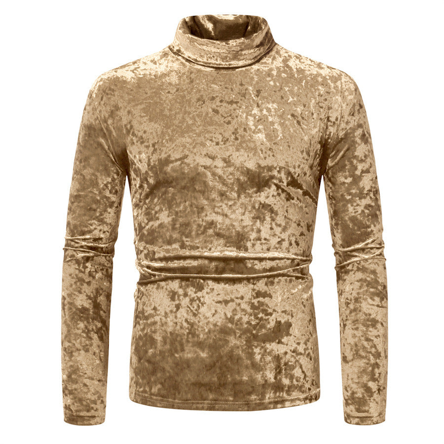 Men's Velvet Turtleneck Sweater with Elegant Design Skorter