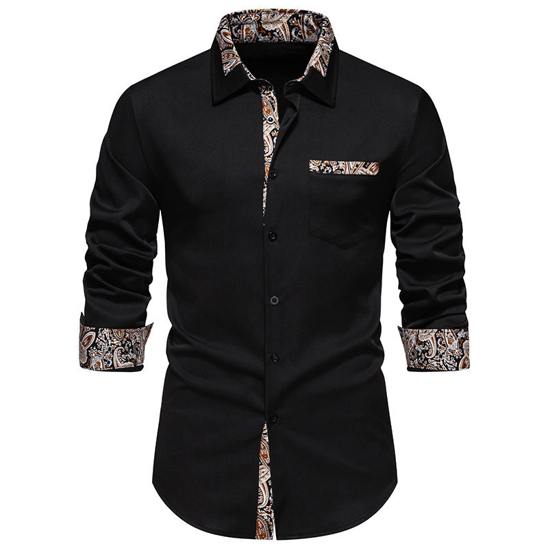 Men's long sleeve shirt with elegant paisley patterns Skorter