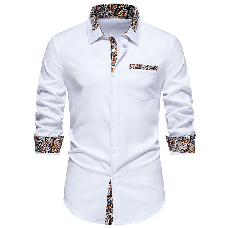 Men's long sleeve shirt with elegant paisley patterns Skorter