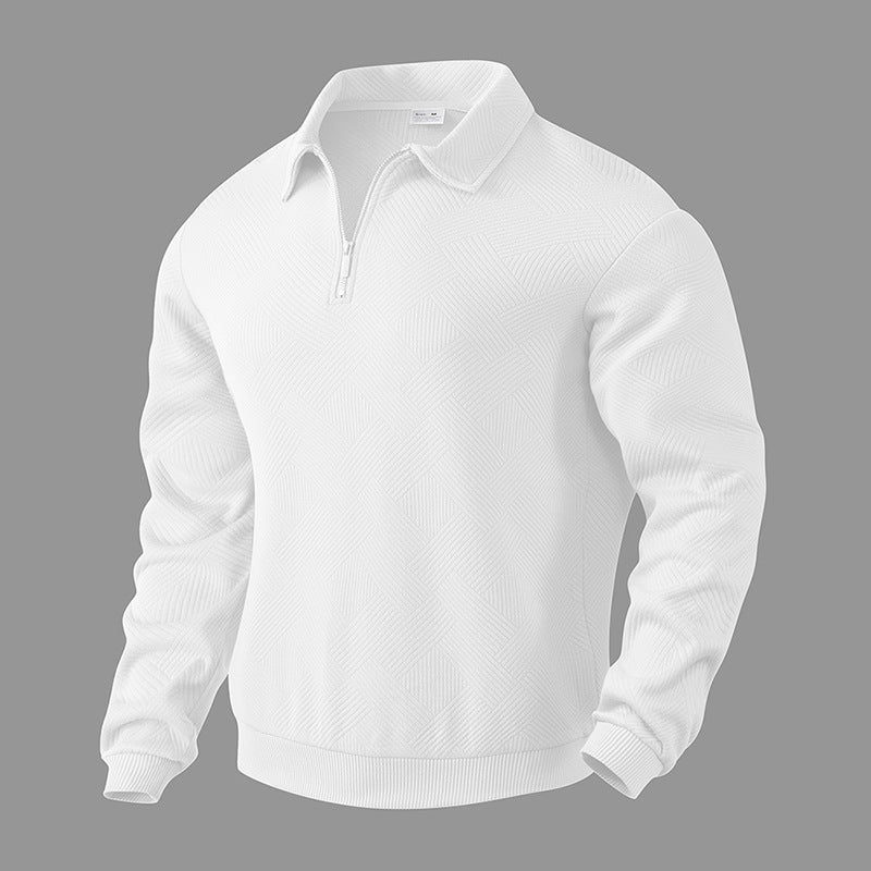 Men's Sporty Sweater with Zipper and Textured Design Skorter