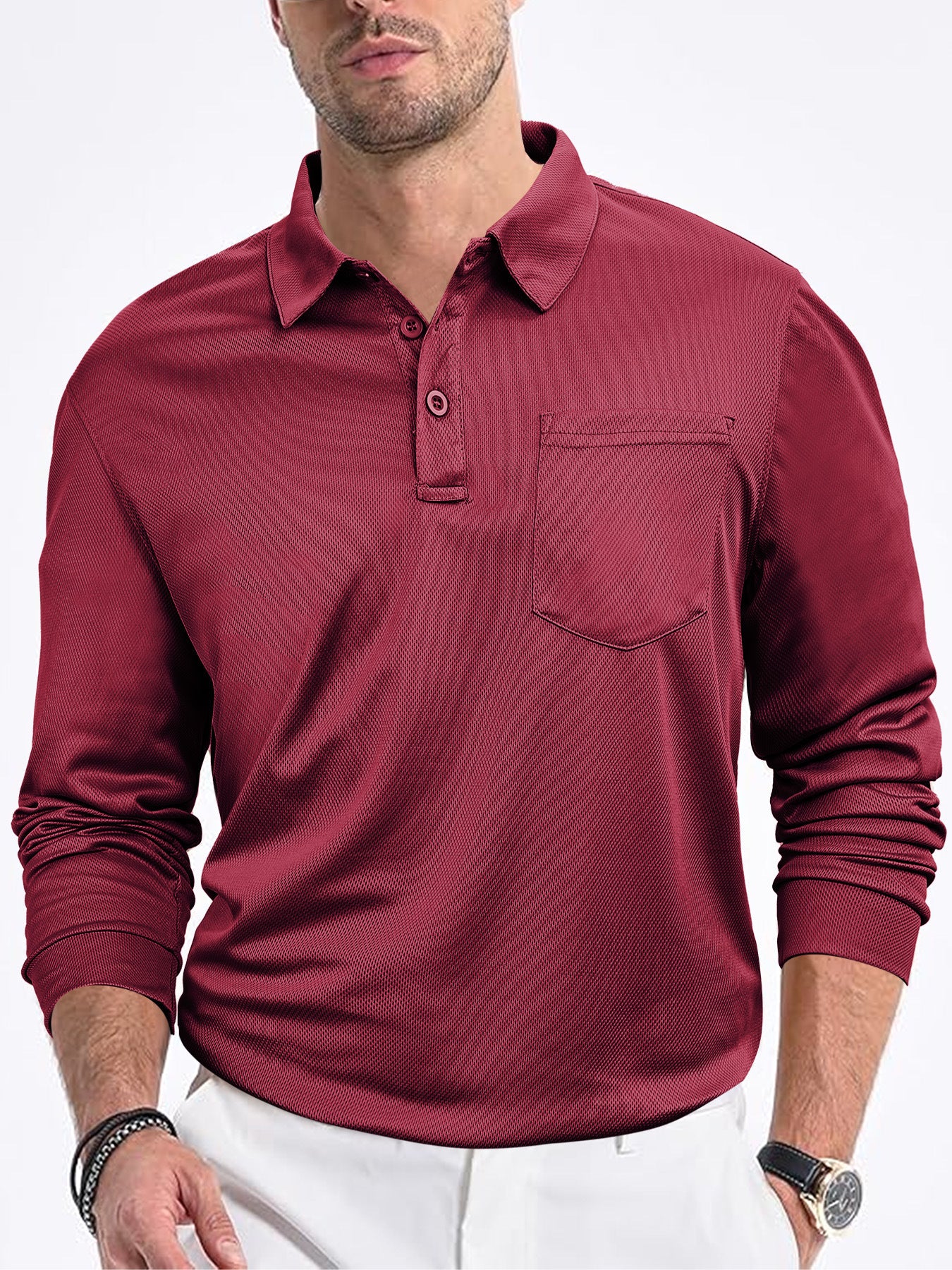 Men's polo shirt with modern structured design and practical chest pocket Skorter