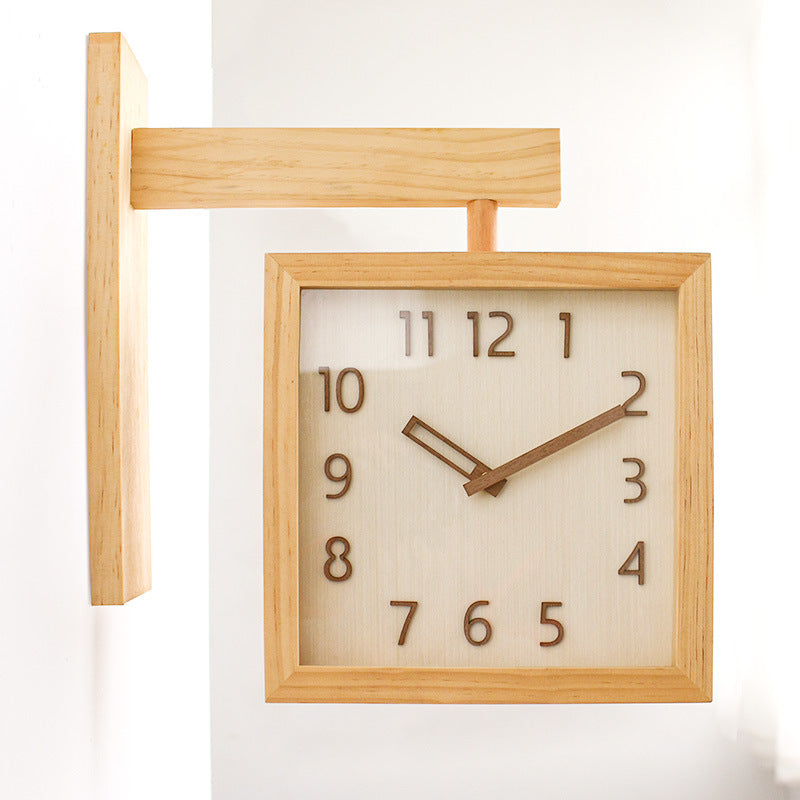 Skorter | Wall-Corner-Two-Sided Wood-Analog-Clock