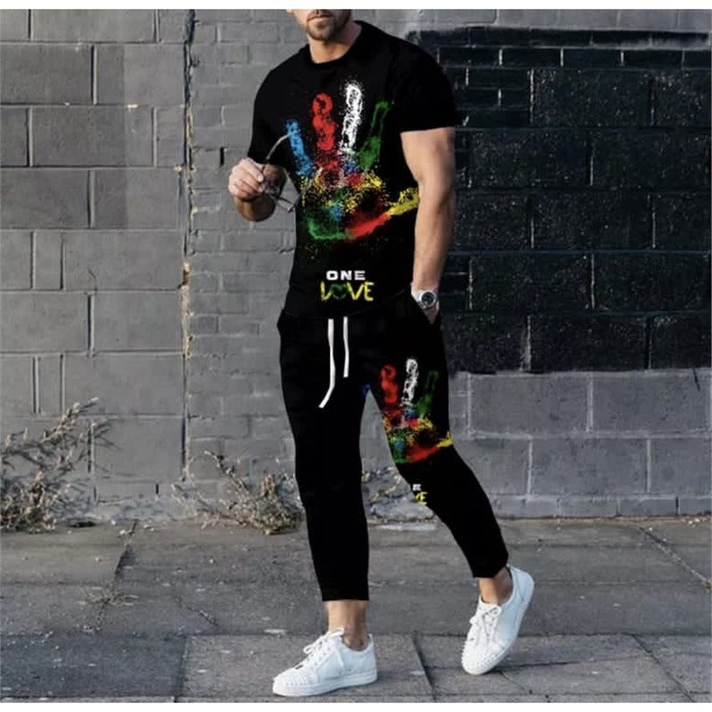 Men's stylish leisure set with dots Skorter