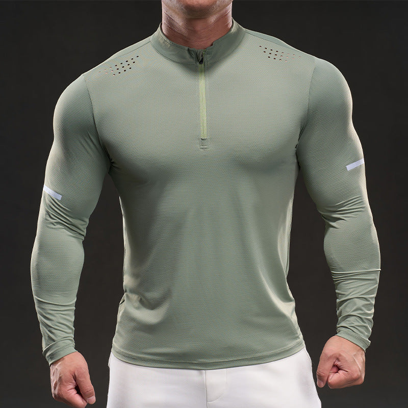 Men's Athletic Long Sleeve Shirt with Half Zipper Skorter