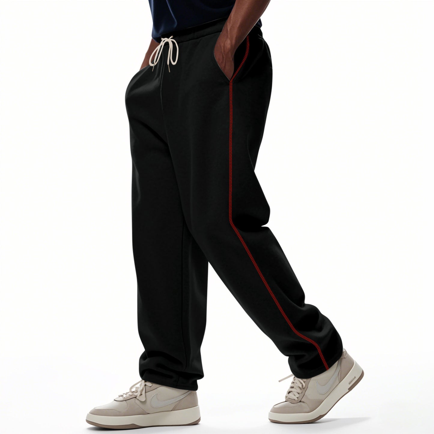 Men's sporty leisure pants with side contrast seams and drawstring Skorter