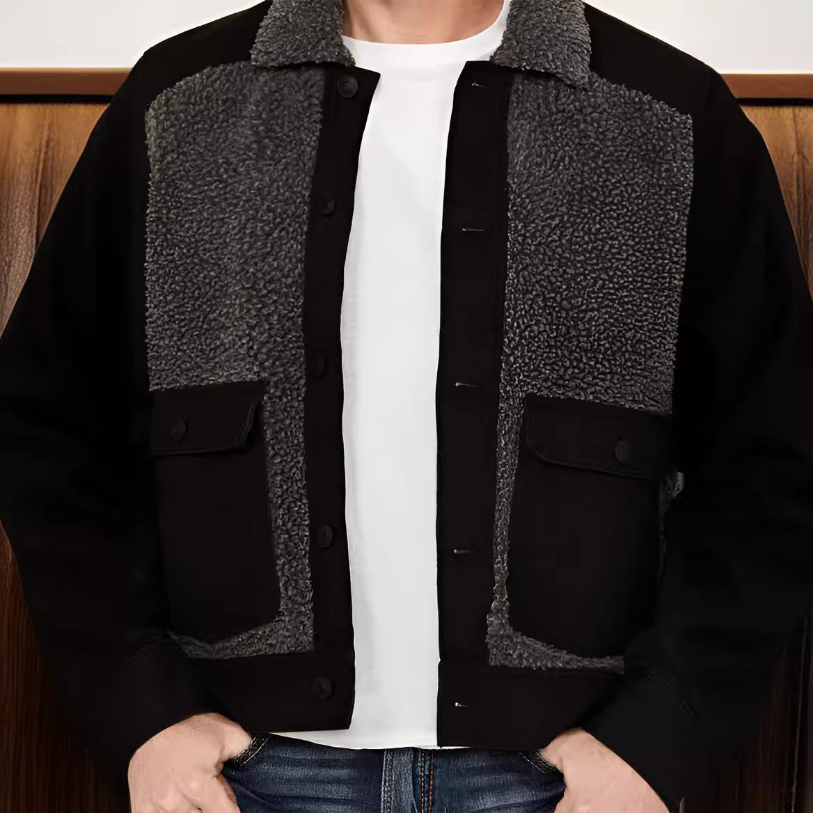 Men's warm fleece jacket with practical pockets and soft collar Skorter