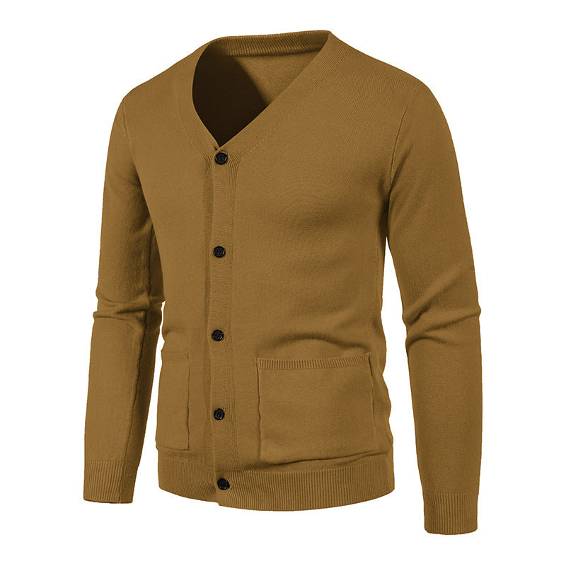 Men's stylish cardigan with V-neck and practical pockets Skorter
