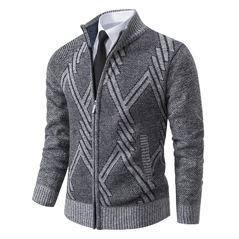 Men's cardigan with modern geometric patterns Skorter