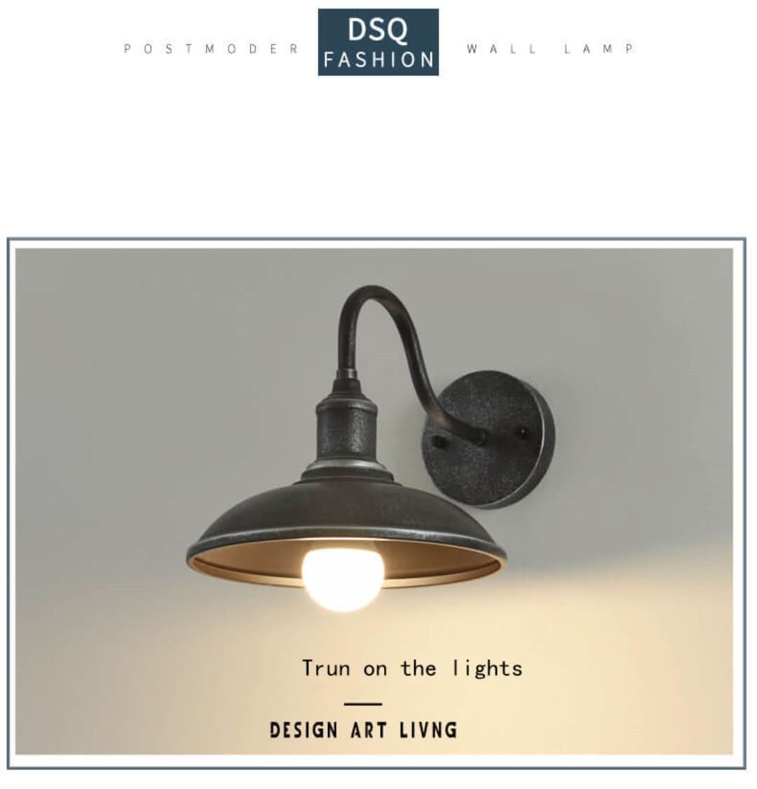 Skorter | Eisenglow - Retro Outdoor Wall Lamp With 1 Iron Light Dome