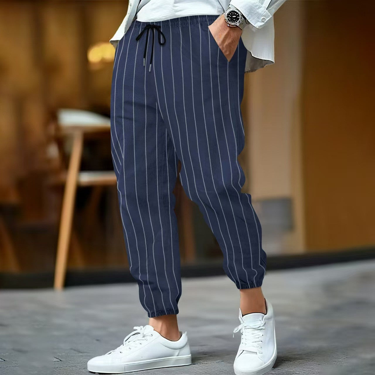 Men's stylish leisure pants with elegant striped pattern Skorter