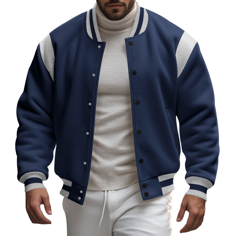 Men's Sporty College Jacket with Modern Design and Contrast Sleeves Skorter
