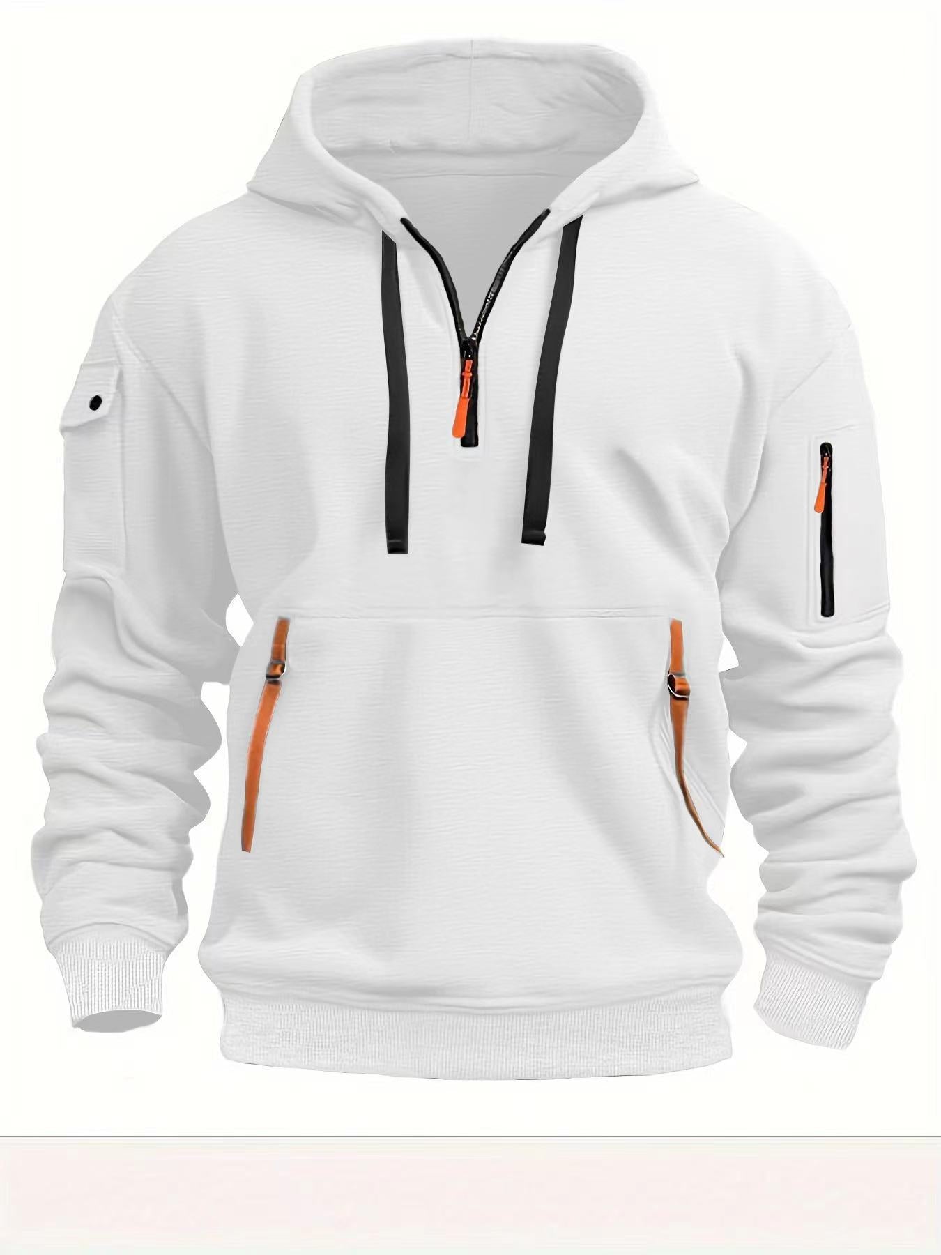 Men's Practical Hoodie with Side Zipper and Versatile Pockets Skorter