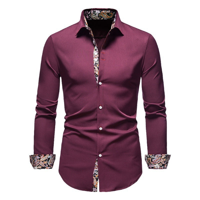 Men's long-sleeve shirt with modern paisley pattern and exclusive details Skorter