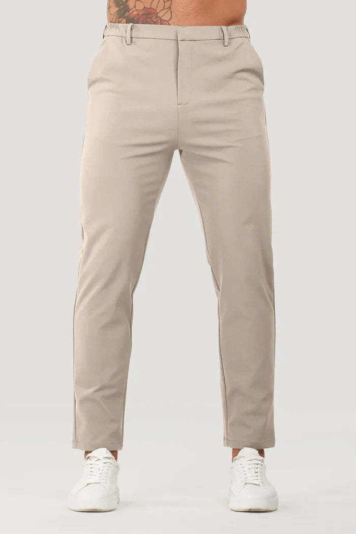 Men's Slim Fit Chino Pants with Elastic Waistband and Side Pockets Skorter