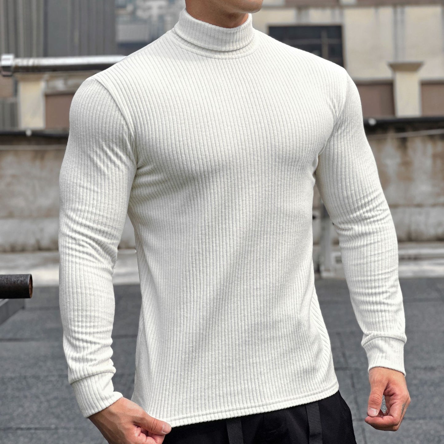 Men's elegant long-sleeve shirt with fashionable ribbed texture Skorter