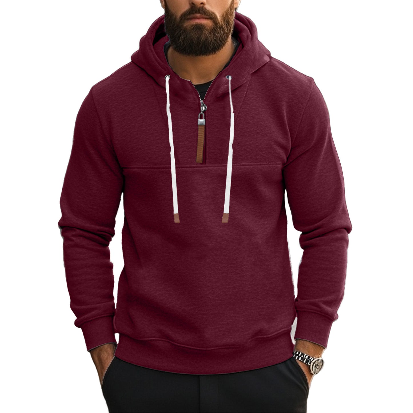 Men's sporty hoodie with half zipper and drawstring Skorter