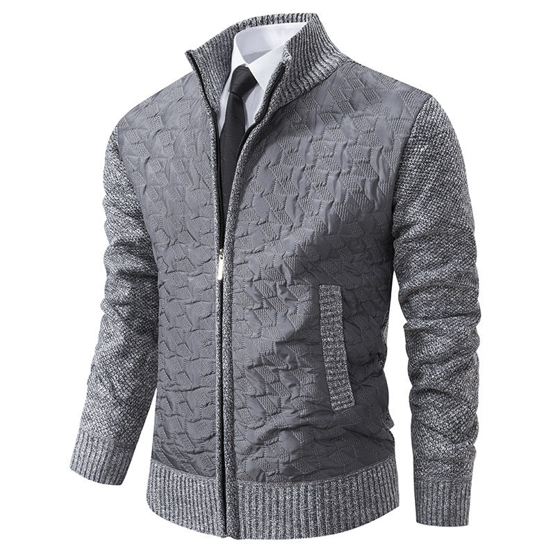 Men's stylish padded jacket with textured outer material and high collar Skorter