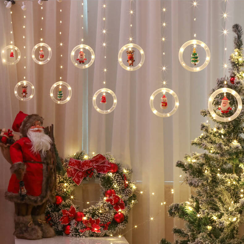 Skorter | Christmas wreath doll hanging decoration 10 LED USB string lights