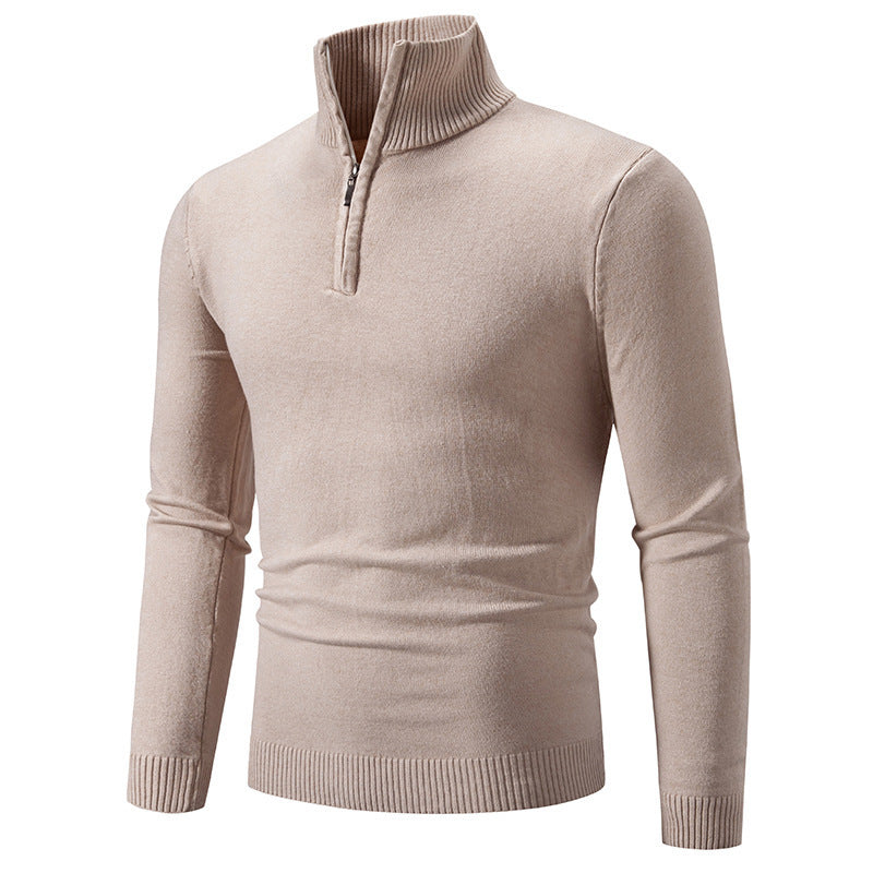 Men's stylish turtleneck sweater with zipper and fine knit texture Skorter