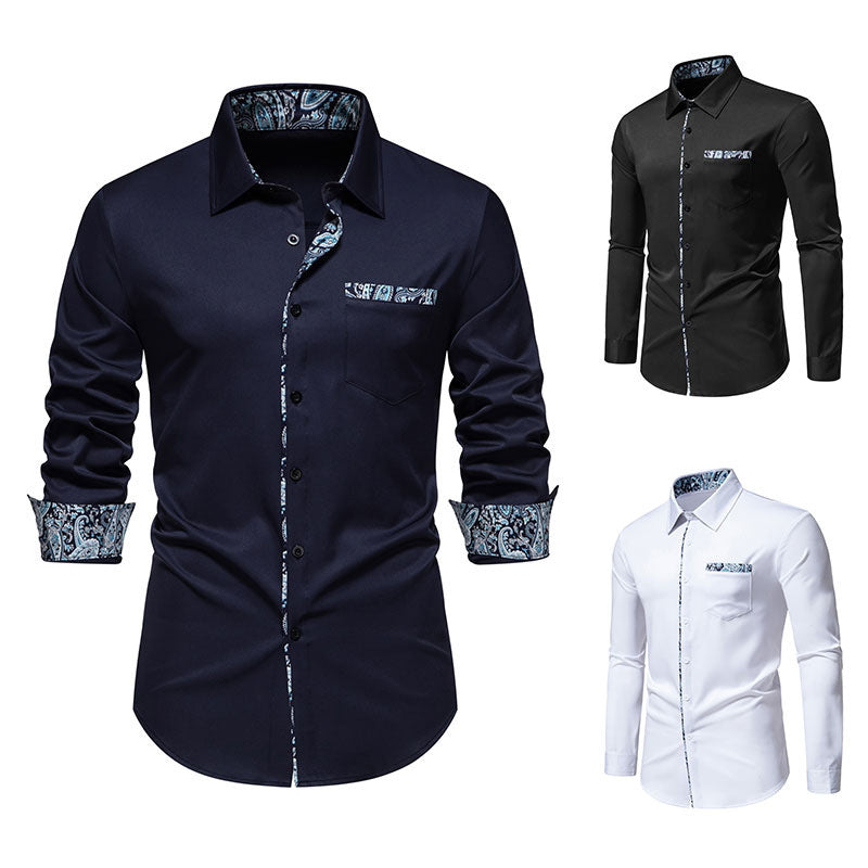 Men's Long Sleeve Shirt with Modern Paisley Design Skorter