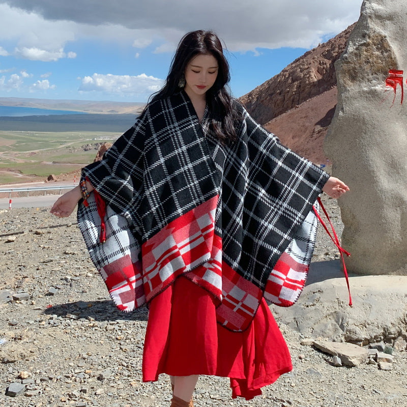 Skorter | Ethical Tibetan shawl cape Warm scarf