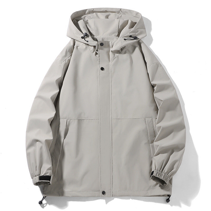 Vattenavvisande övergångsjacka för män med justerbar huva och praktiska fickor Skorter