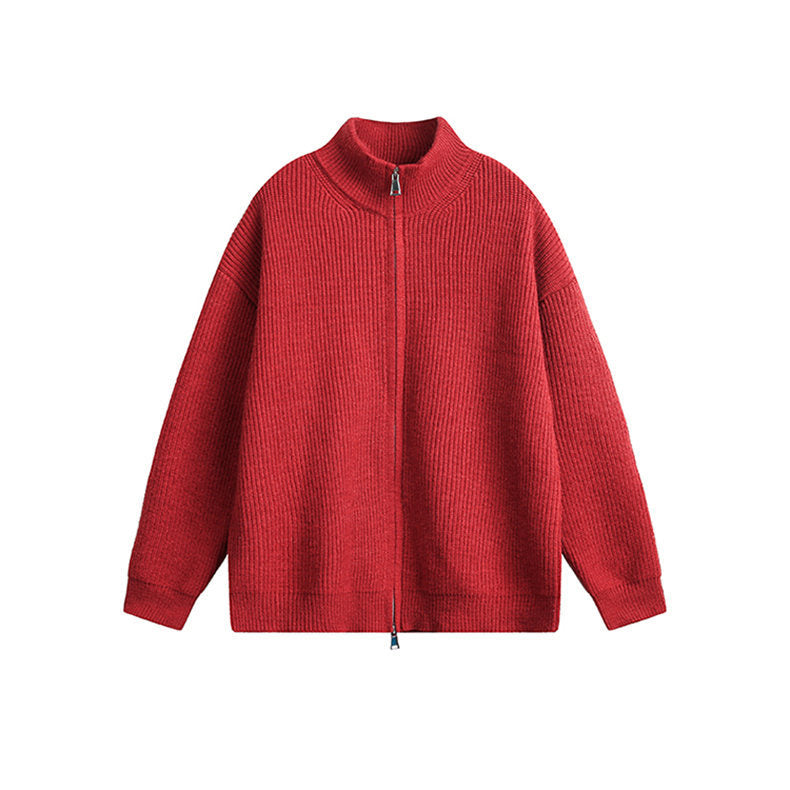 Men's chunky knit jacket with high collar and full zip Skorter