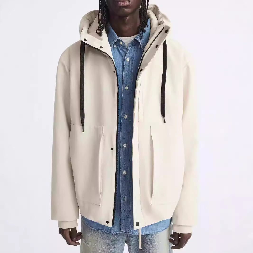 Men's modern water-repellent jacket with hood and practical pockets Skorter