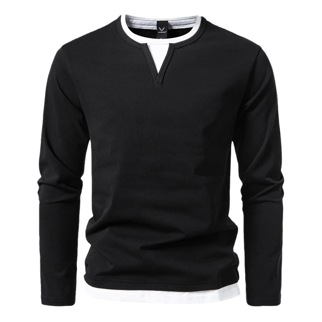 Men's long sleeve shirt with modern V-neck and cool layering details Skorter