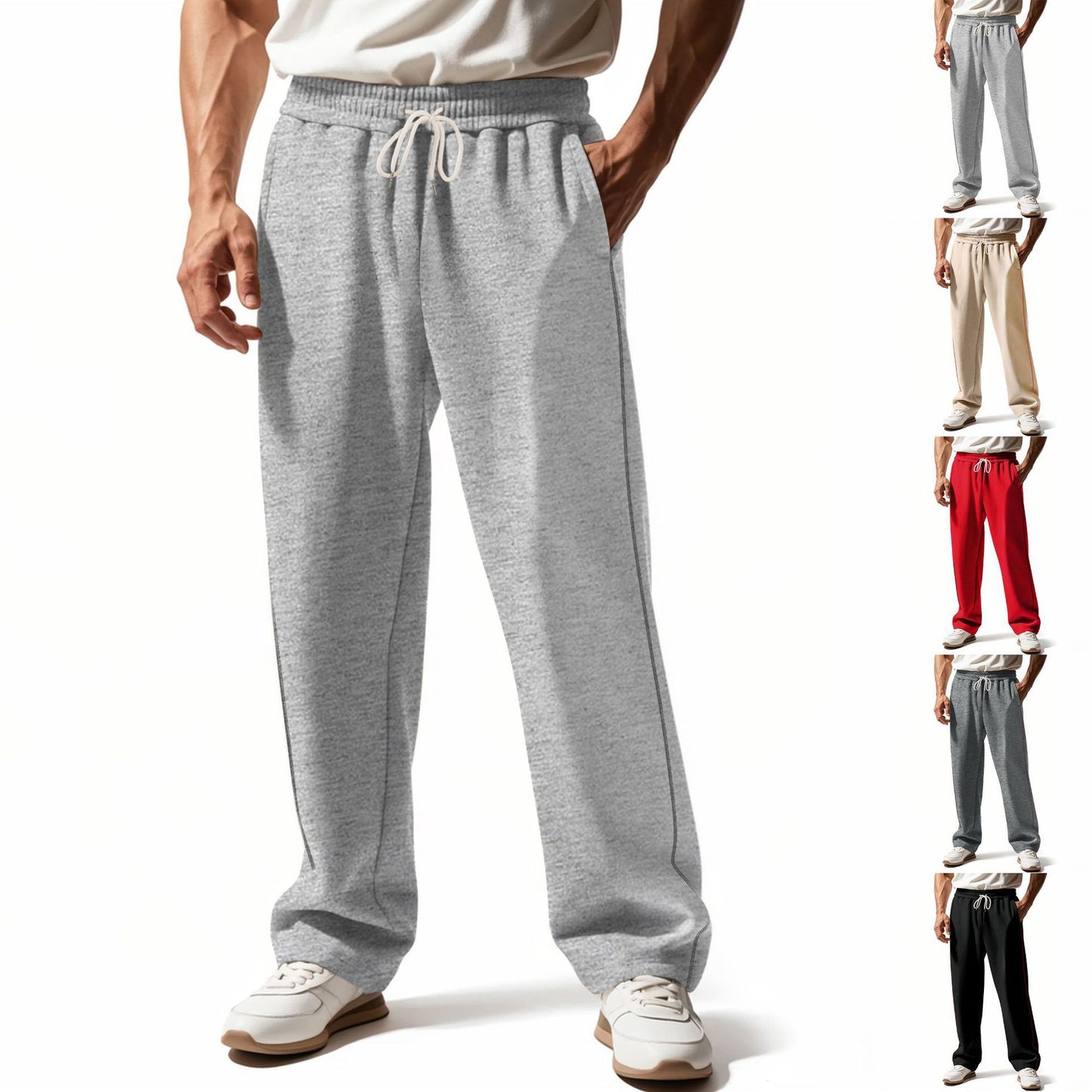 Men's sporty leisure pants with side contrast seams and drawstring Skorter