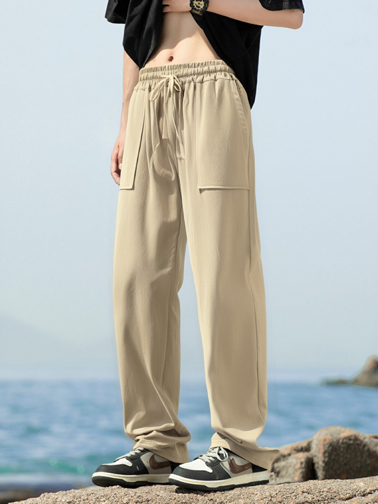 Men's sporty leisure pants with side pockets and elastic waistband Skorter