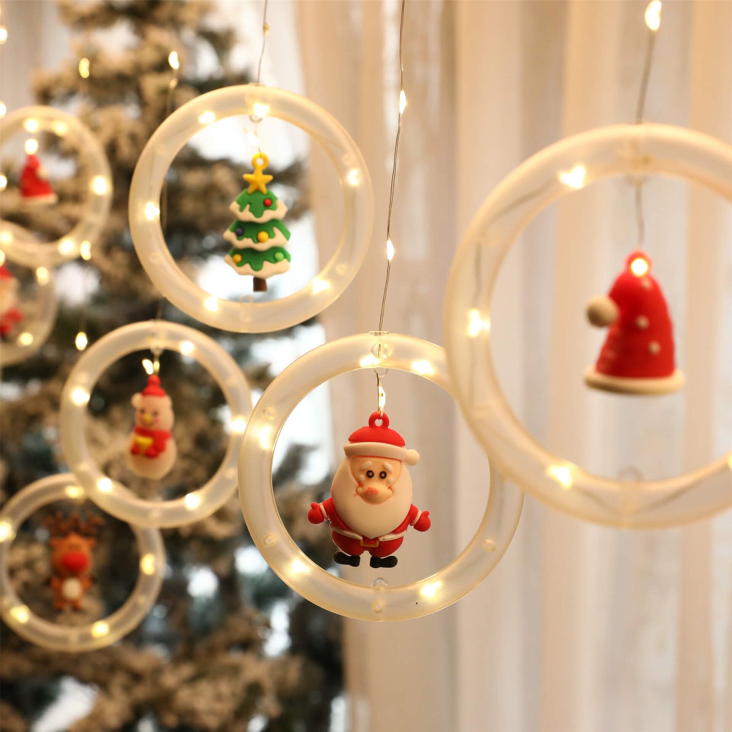 Skorter | Christmas wreath doll hanging decoration 10 LED USB string lights