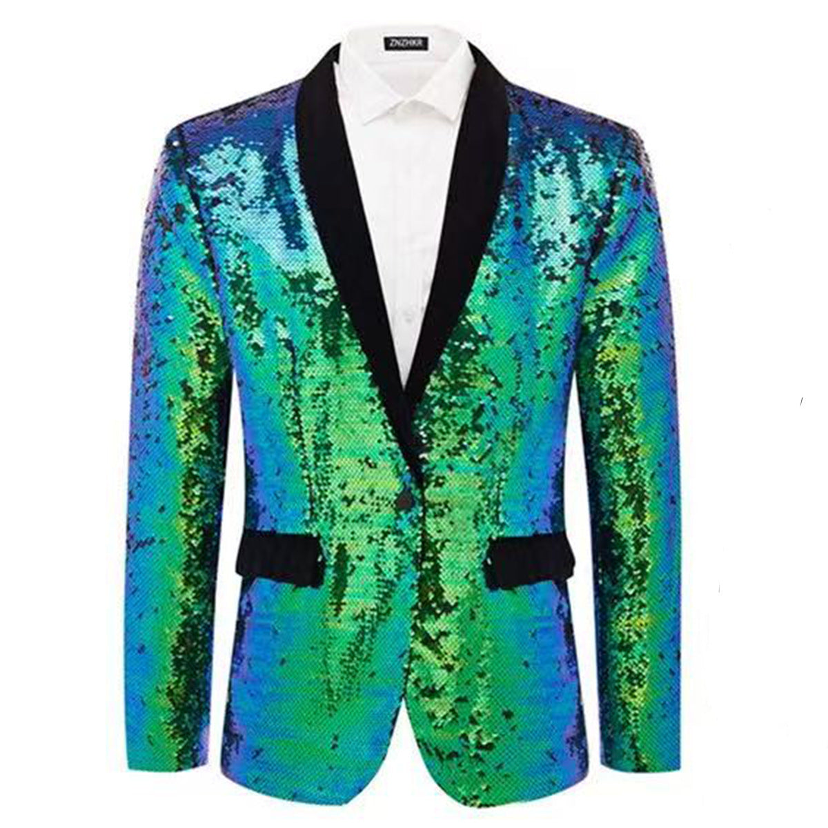 Men's tuxedo blazer with shiny sequins and elegant satin collar Skorter