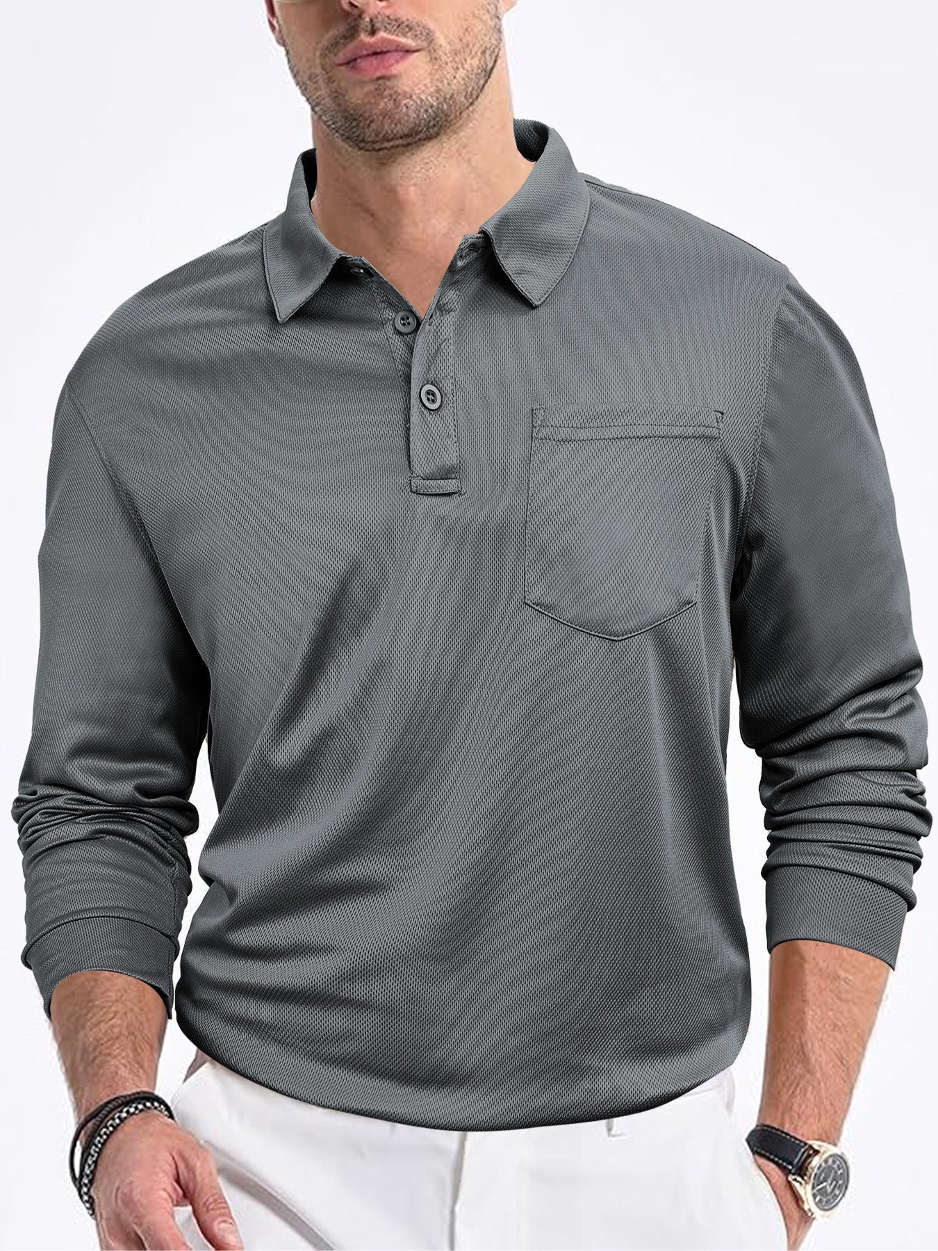 Men's polo shirt with modern structured design and practical chest pocket Skorter