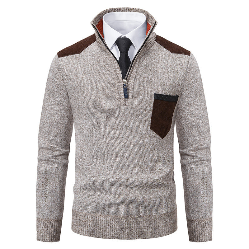 Men's stylish sweater with short zipper and elegant details Skorter