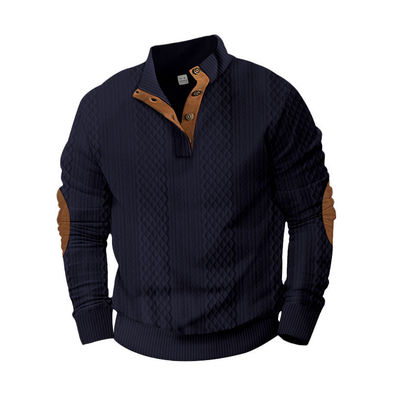 Men's stylish knit sweater with innovative collar and elegant contrast details Skorter