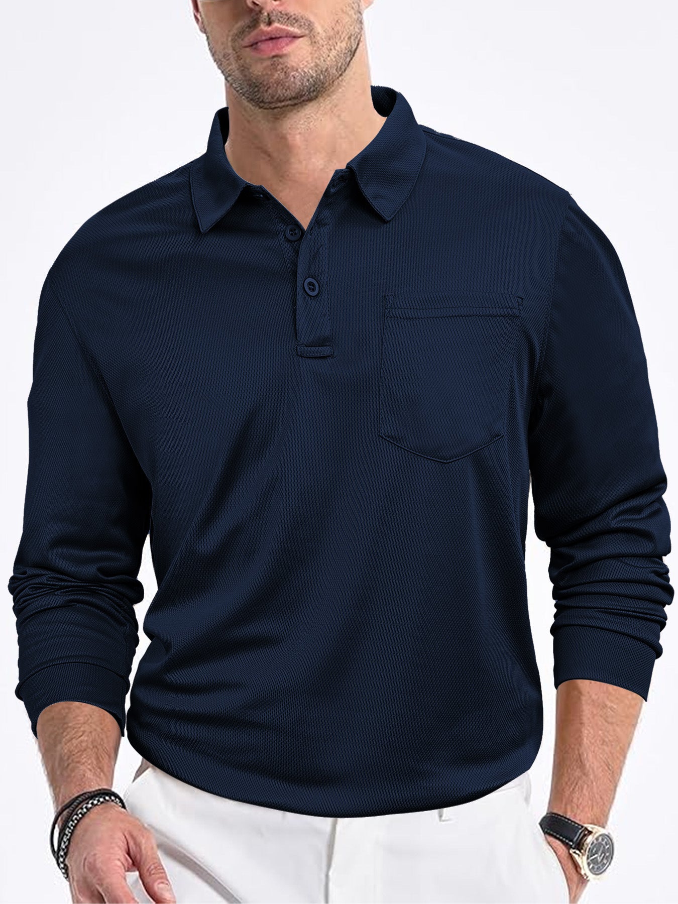 Men's polo shirt with modern structured design and practical chest pocket Skorter
