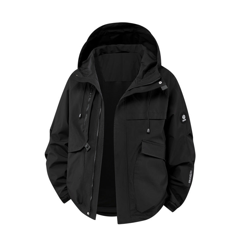 Men's technical outdoor jacket with waterproof material and numerous zippered pockets Skorter