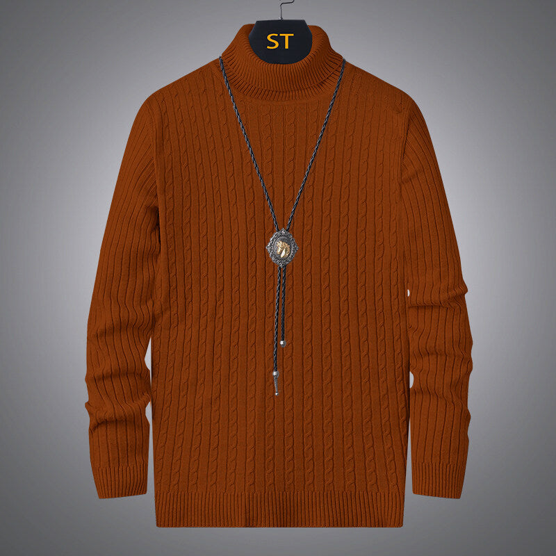 Men's turtleneck sweater with textured cable pattern Skorter