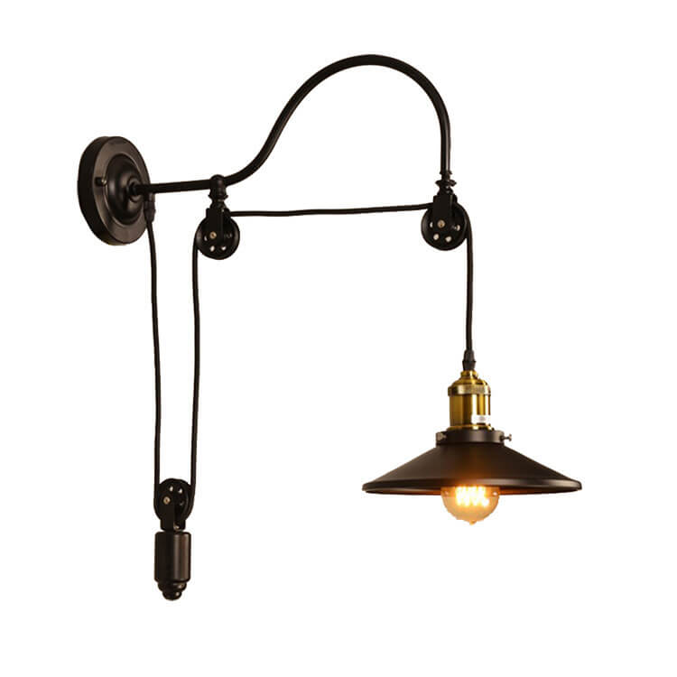 Skorter | Retro Industrial Wrought Iron Light Pulley Wall Sconce Lamp