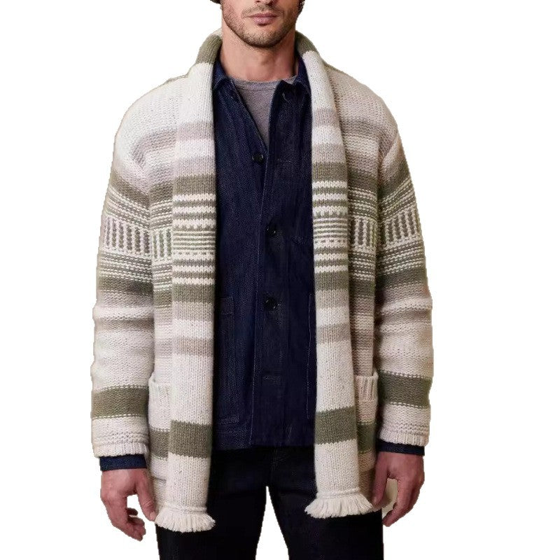 Men's cardigan with modern pattern and practical pockets Skorter